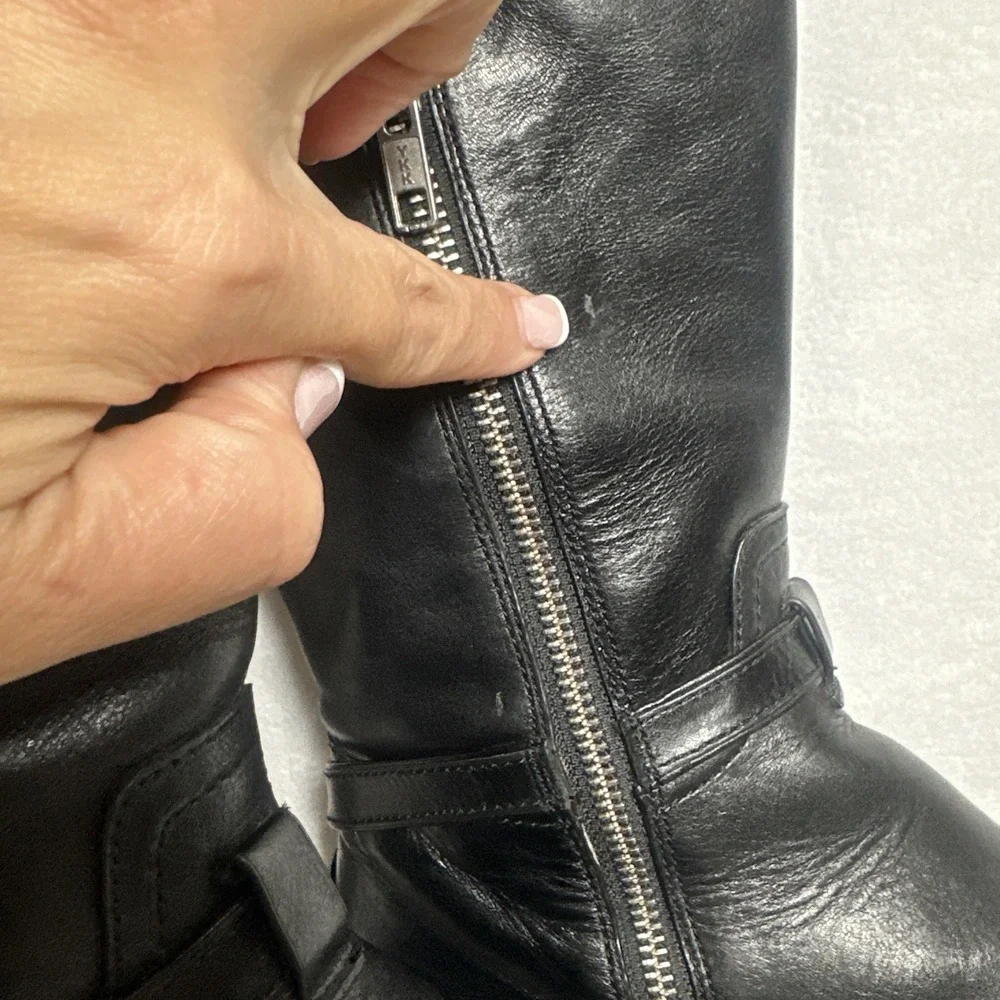 COACH-Micha Black Leather Knee High Riding Boots Size 6B